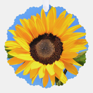Gele Zonnebloem Kerstmis Ornament Kaart