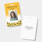 Gele Zonnebloem Kindergarten School Leraar Badge (Voor- en achterkant)