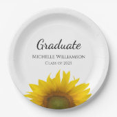 Gele Zonnebloem Klasse van 2025 Graduation Party Papieren Bordje (Voorkant)