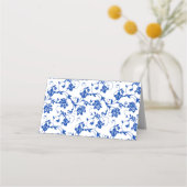 Gele Zonnebloem Koninklijke Blauwe Bloemen Bruilof Plaatskaartje (Achterkant)