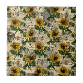  Gele Zonnebloem Krantenkrant Dragonfly Tegeltje