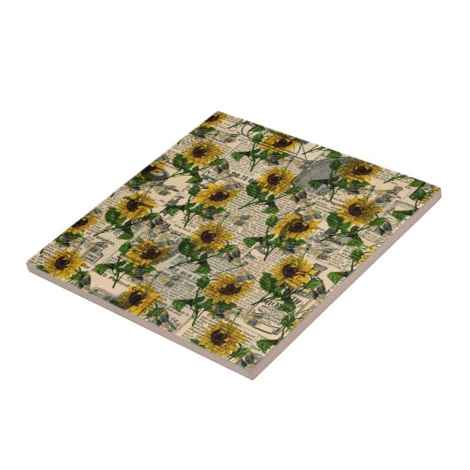  Gele Zonnebloem Krantenkrant Dragonfly Tegeltje (Zijkant)