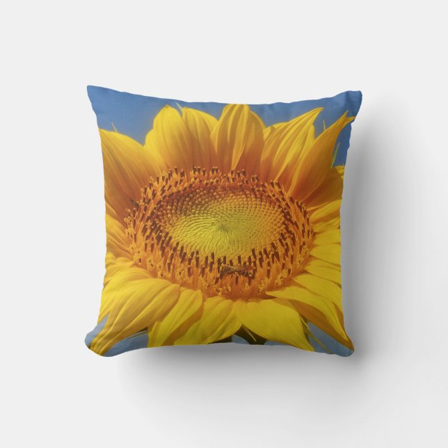 Gele zonnebloem kussen (Voorkant)