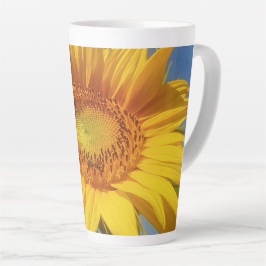Gele zonnebloem latte mok (Rechterhoek)