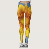 Gele zonnebloem leggings (Voorkant)