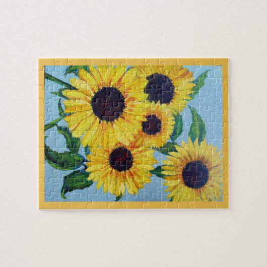 Gele zonnebloem legpuzzel (Horizontaal)