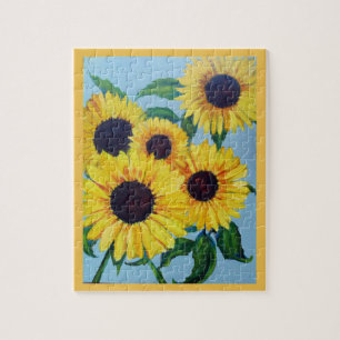 Gele zonnebloem legpuzzel