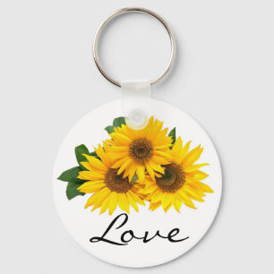 Gele zonnebloem liefdesbloem sleutelhanger