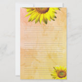 Gele Zonnebloem Lijnde Persoonlijk Schrijfpapier Briefpapier (Voorkant)