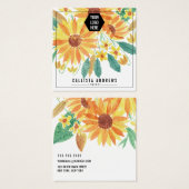 Gele Zonnebloem-Logo Verzendkaart Vierkante Visitekaartjes (Voorkant /achterkant)