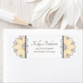 Gele zonnebloem Mandala | Aangepast retouradres Etiket (Insitu)