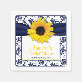 Gele Zonnebloem Marine Blauw Gepersonaliseerde Bru Servetten