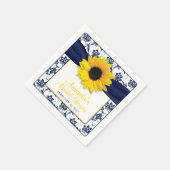 Gele Zonnebloem Marine Blauw Gepersonaliseerde Bru Servetten (Hoek)