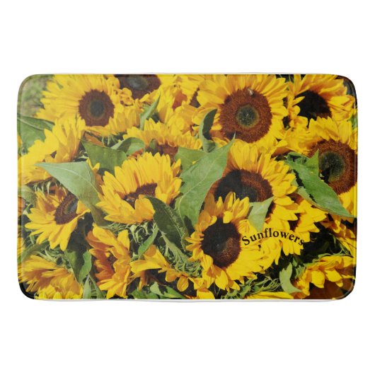 Gele Zonnebloem Memory Foam Badmat (Voorkant)