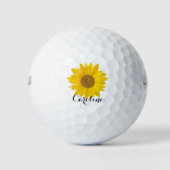Gele zonnebloem met aangepaste naam golfballen (Voorkant)