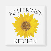 Gele Zonnebloem met Aangepaste Naam Keuken Magneet (Voorkant)