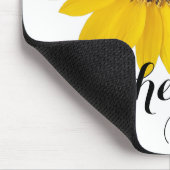 Gele zonnebloem met aangepaste naam muismat (Hoek)