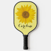 Gele zonnebloem met aangepaste naam pickleball paddle (Voorkant)