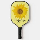 Gele zonnebloem met aangepaste naam pickleball paddle (Achterkant)