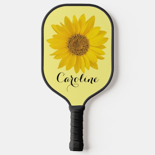 Gele zonnebloem met aangepaste naam pickleball paddle (Achterkant)