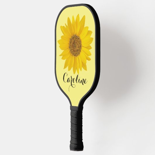 Gele zonnebloem met aangepaste naam pickleball paddle (Links)