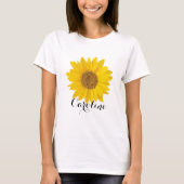 Gele zonnebloem met aangepaste naam t-shirt (Voorkant)