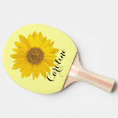 Gele zonnebloem met aangepaste naam tafeltennisbatje (Zijkant)