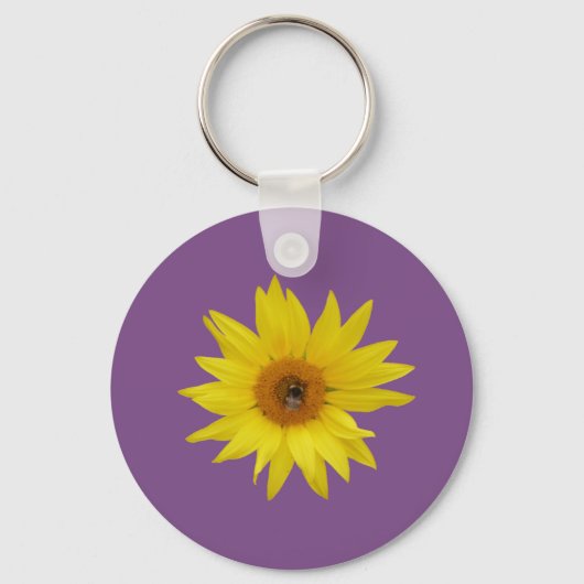 Gele Zonnebloem met Bij Sleutelhanger (Voorkant)