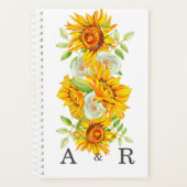 Gele zonnebloem met gepersonaliseerd monogram planner (Voorkant)