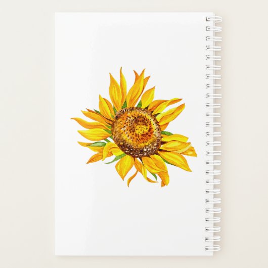 Gele zonnebloem met gepersonaliseerd monogram planner (Achterkant)