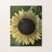 Gele zonnebloem met Inspirerend bijenofferte Legpuzzel (Verticaal)
