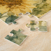 Gele Zonnebloem met Inspirerende Spreuk Legpuzzel (Zijkant)