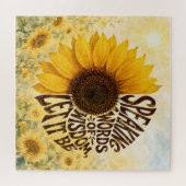 Gele Zonnebloem met Inspirerende Spreuk Legpuzzel (Horizontaal)