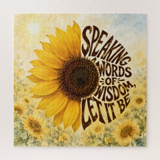 Gele Zonnebloem met Inspirerende Spreuk Legpuzzel (Verticaal)