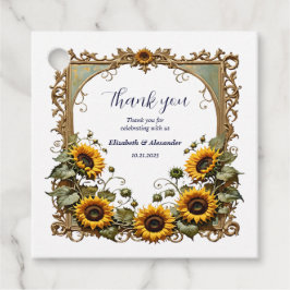  Gele zonnebloem met kunst lijst bruiloft Bedankjes Labels