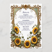 Gele zonnebloem met kunst lijst bruiloft Informatiekaartje (Voorkant)