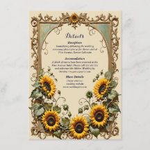 Gele zonnebloem met kunst lijst bruiloft