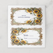  Gele zonnebloem met kunst lijst bruiloft Plaatskaartje (Buitenkant ongevouwen)
