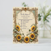  Gele zonnebloem met kunst lijst bruiloft RSVP Kaartje (Staand voorkant)