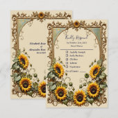  Gele zonnebloem met kunst lijst bruiloft RSVP Kaartje (Voorkant / Achterkant)