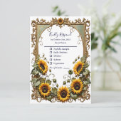 Gele zonnebloem met kunst lijst bruiloft RSVP Kaartje (Staand voorkant)