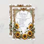 Gele zonnebloem met kunst lijst bruiloft RSVP Kaartje (Voorkant / Achterkant)