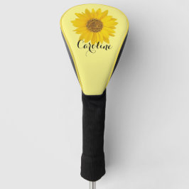 Gele Zonnebloem met Naam Lichtgeel Golfheadcover