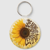 Gele Zonnebloem met Opbeurende Spreuk Sleutelhanger (Achterkant)