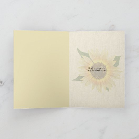 gele zonnebloem met regendruppels die je denken kaart (Binnen)