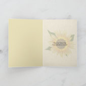 gele zonnebloem met regendruppels voor naamdag kaart (Binnen)