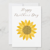 Gele Zonnebloem, Minimalistisch, Foral, Moederdag Feestdagenkaart (Voorkant)