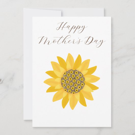 Gele Zonnebloem, Minimalistisch, Foral, Moederdag Feestdagenkaart (Voorkant)