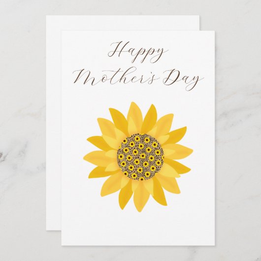 Gele Zonnebloem, Minimalistisch, Foral, Moederdag Feestdagenkaart (Voorkant / Achterkant)