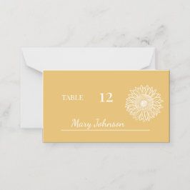 Gele Zonnebloem Minimalistische Bloemen Bruiloft Plaatskaartje